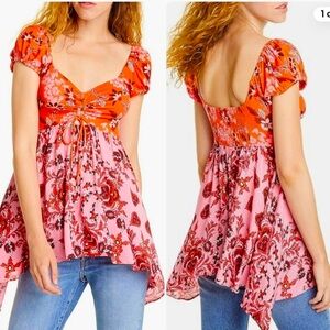Free People Womens La Bamba Floral Baby Doll Pullover‎ Top